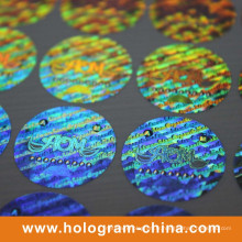 Autocollant holographique d&#39;étiquette de sécurité de laser rond fait sur commande